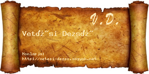 Vetési Dezső névjegykártya